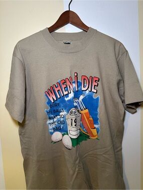 Vintage 90s Funny Golf T Shirt Medium "When I Die Bury My Balls Next To Old Bag"